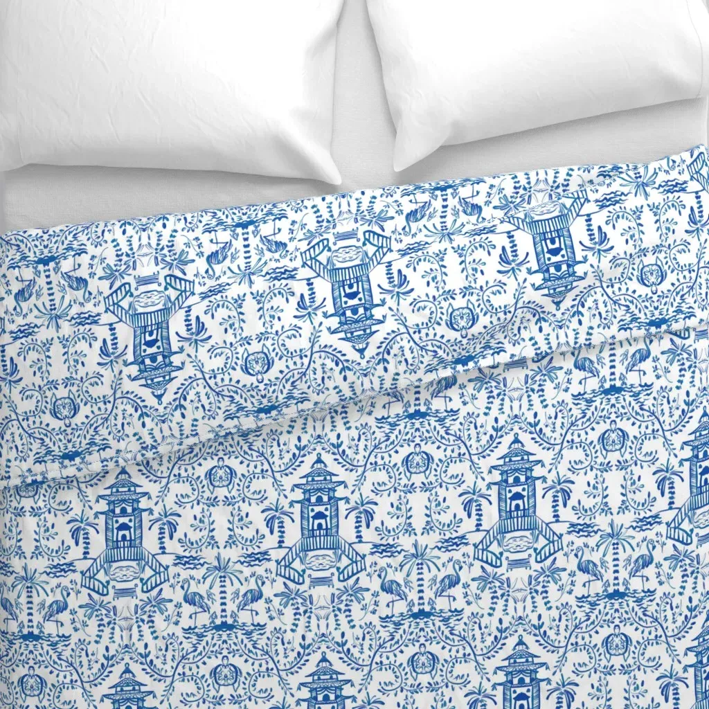 Coastal Chinoiserie Duvet Cover - Blue alternate view