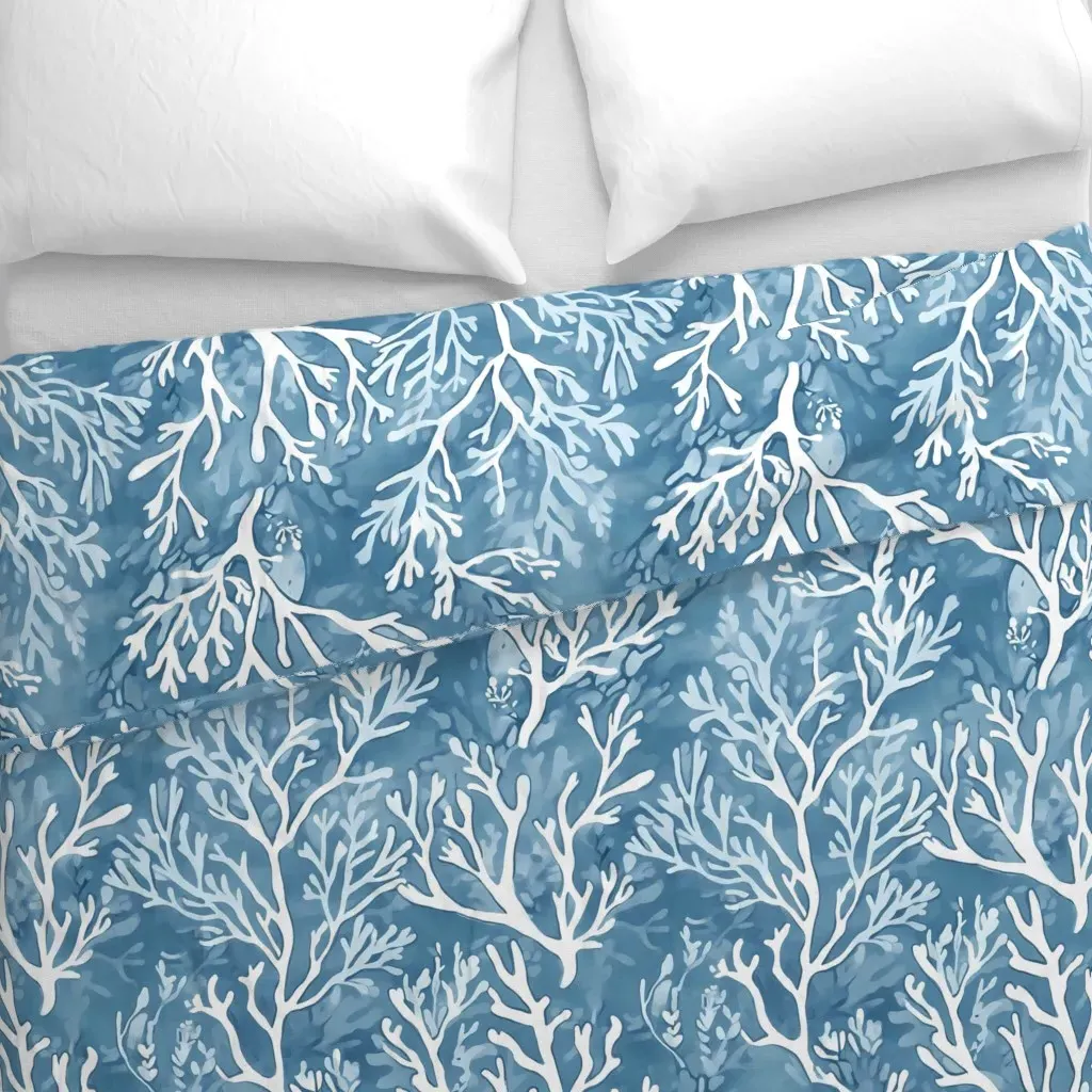 Coastal Coral Duvet Cover - Blue, White alternate view
