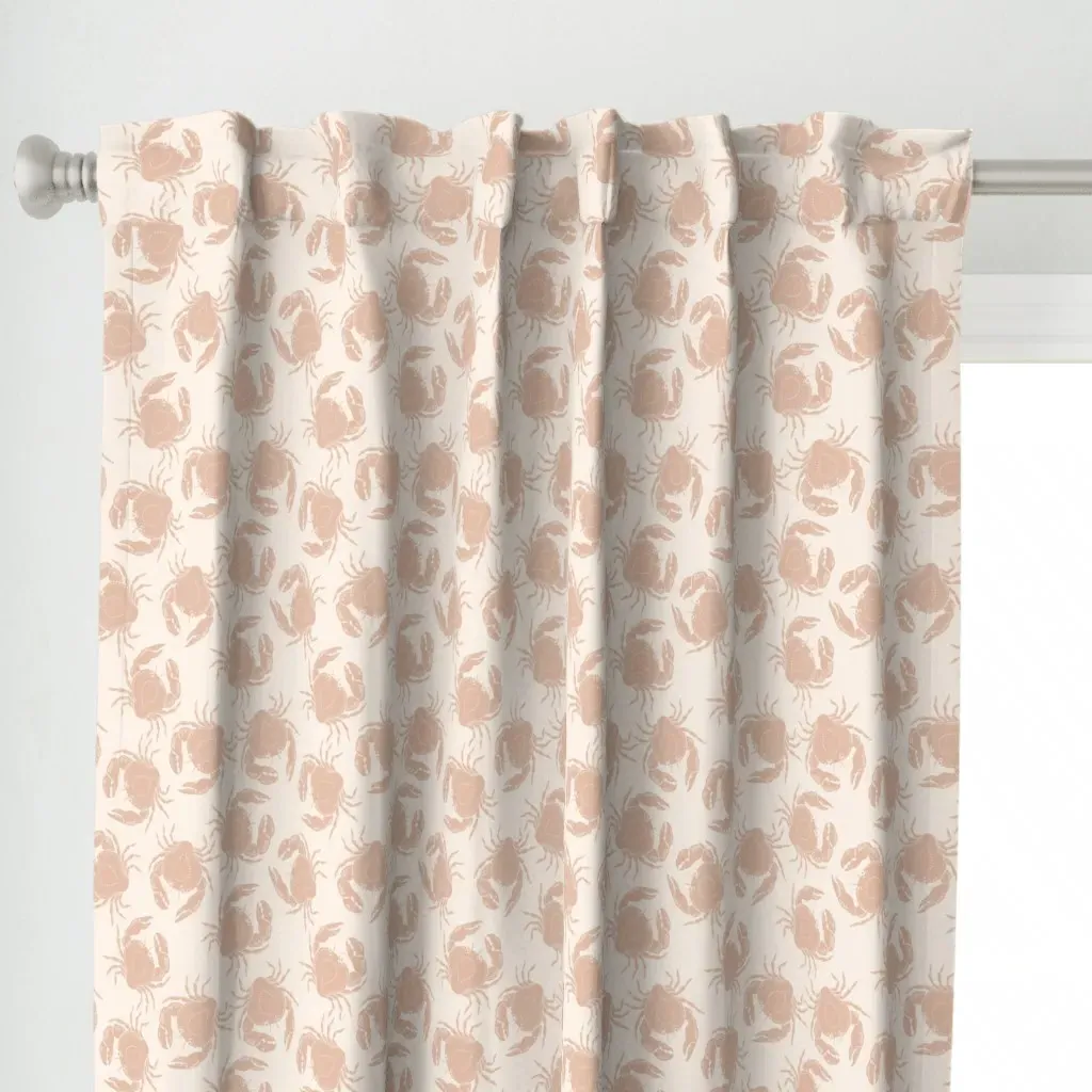 Coastal Crab Curtain Panel - Dusty Rose alternate view