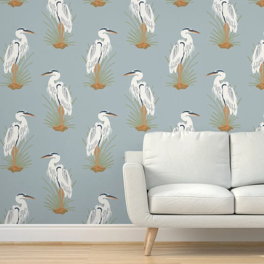 Coastal Cranes Peel and Stick Wallpaper Large - White product