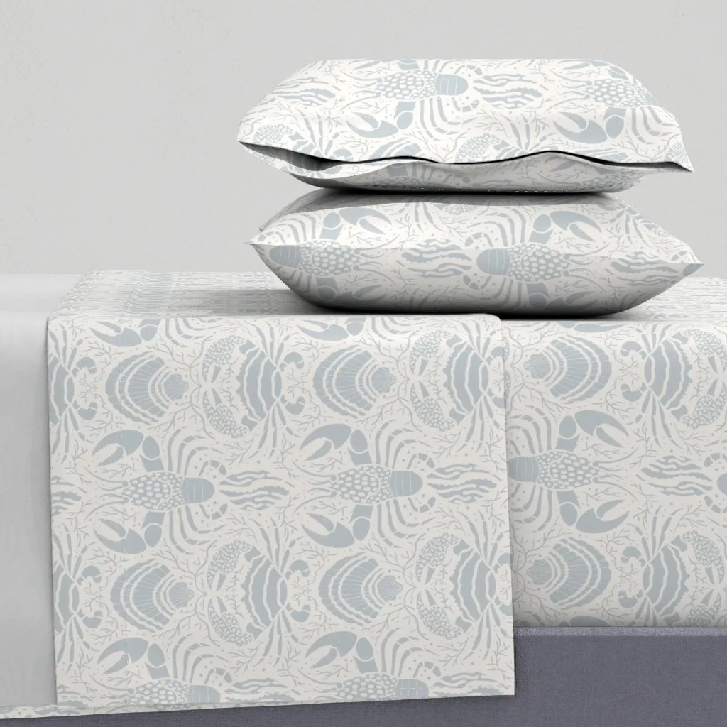 Coastal Crustacean & Sea Shells King Size Sheet Set - Dusty Blue product
