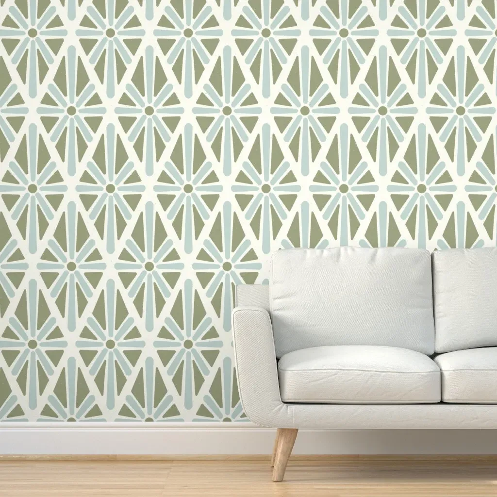 Coastal Deco Diamond Peel and Stick Wallpaper - Sage Green product