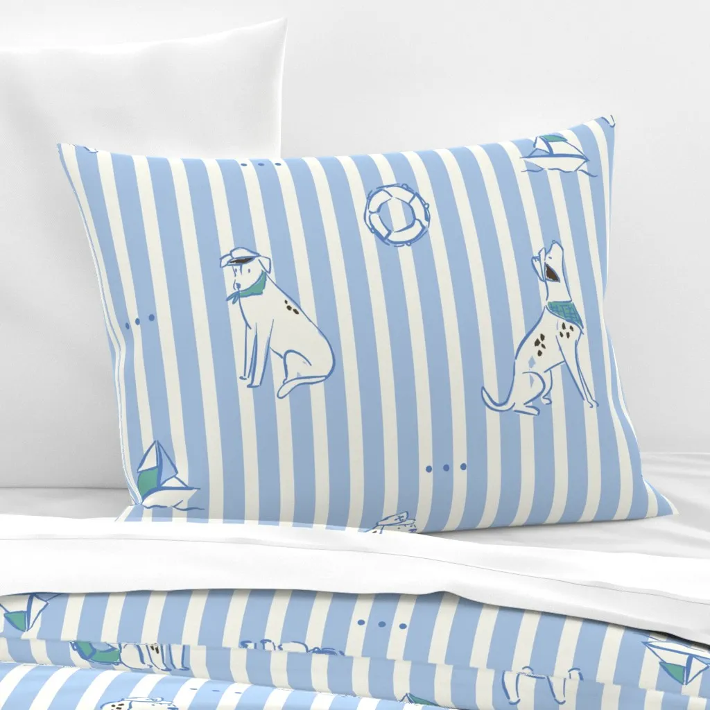 Coastal Dogs Stripe Standard Pillow Cover - Light Blue, Cotton Sateen product