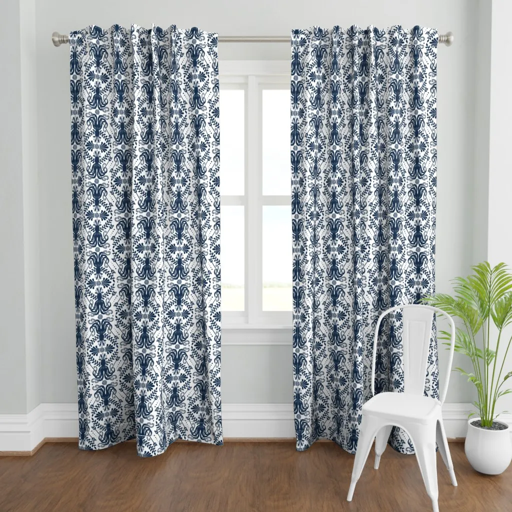 Coastal Grandmillennial Curtain Panel - Navy Blue product