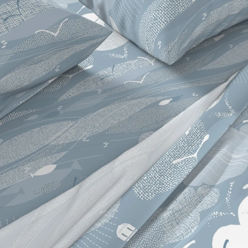 Coastal Gulls Twin XL Sheet Set - Light Blue alternate view