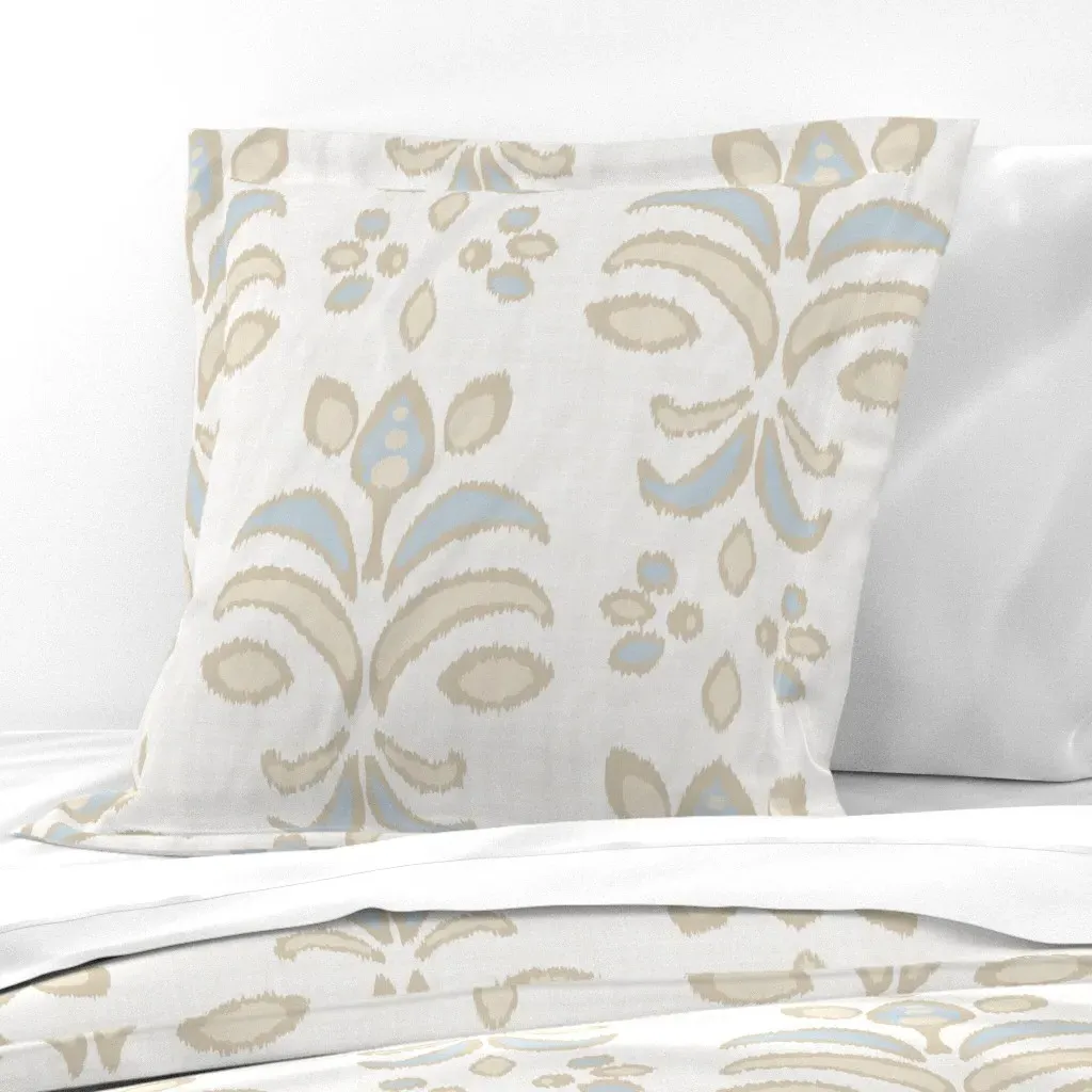 Coastal Ikat Damask Large Scale Euro Pillow Sham - Beige product