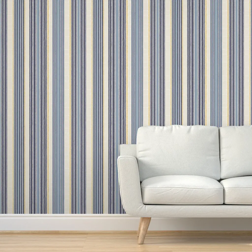 Coastal Ikat Vertical Peel and Stick Wallpaper - Navy product
