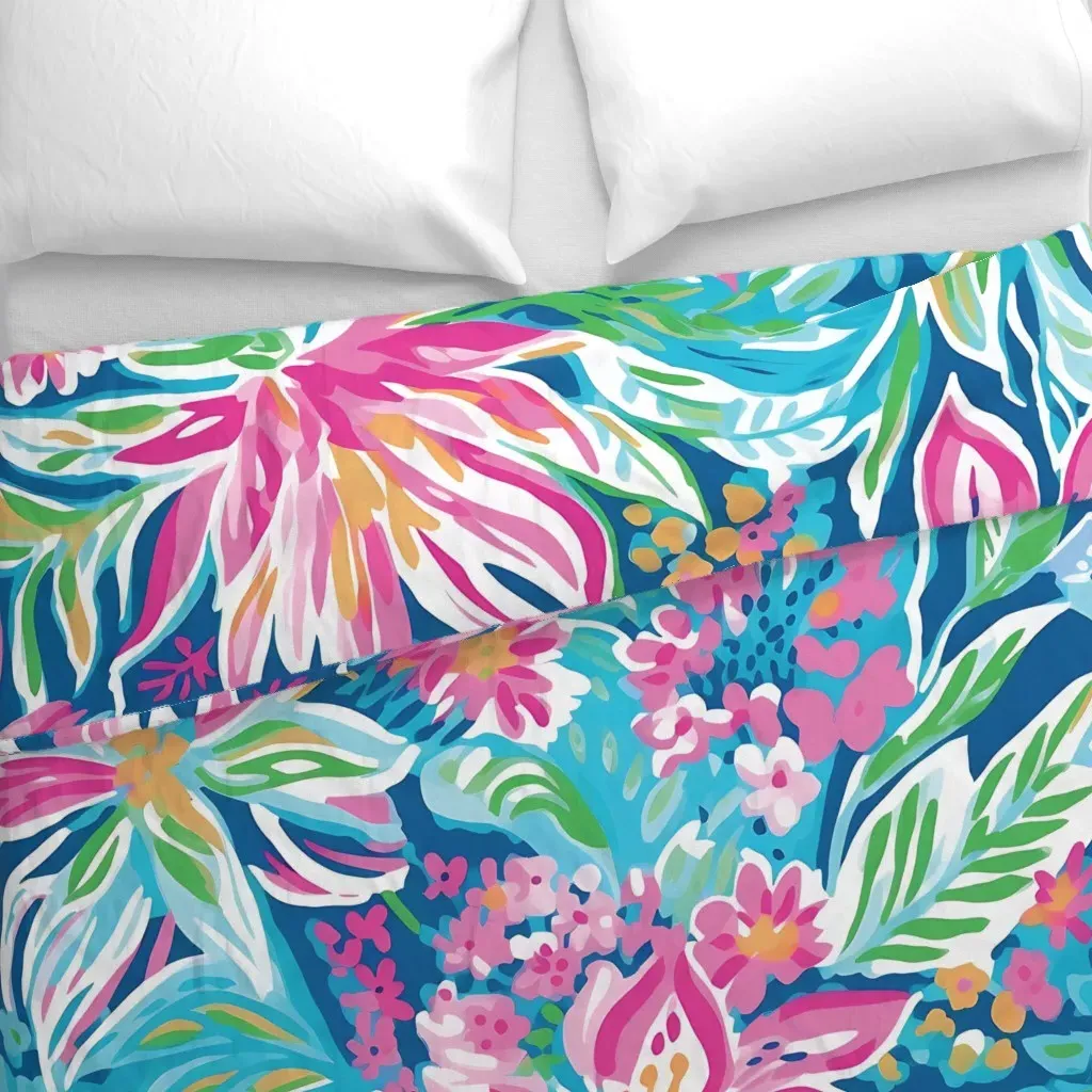 Coastal Lilies Duvet Cover - Pink alternate view