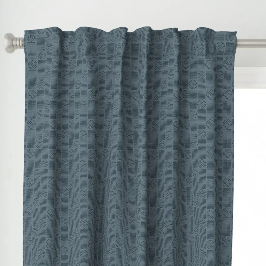 Coastal Mudcloth Curtain Panel - Blue alternate view