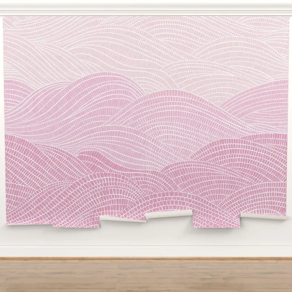 Coastal Organic Abstract Waves Peel and Stick Wall Mural - Pastel Pink product