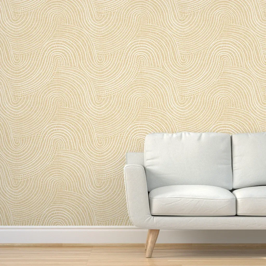 Coastal Organic Abstract Waves Peel and Stick Wallpaper - Beige product