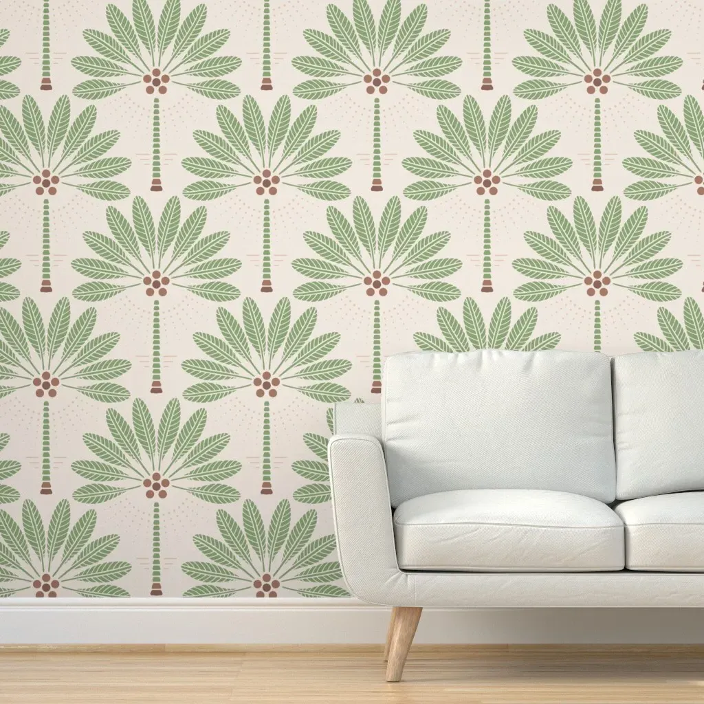 Coastal Palm Trees Peel and Stick Wallpaper - Beige, Green product