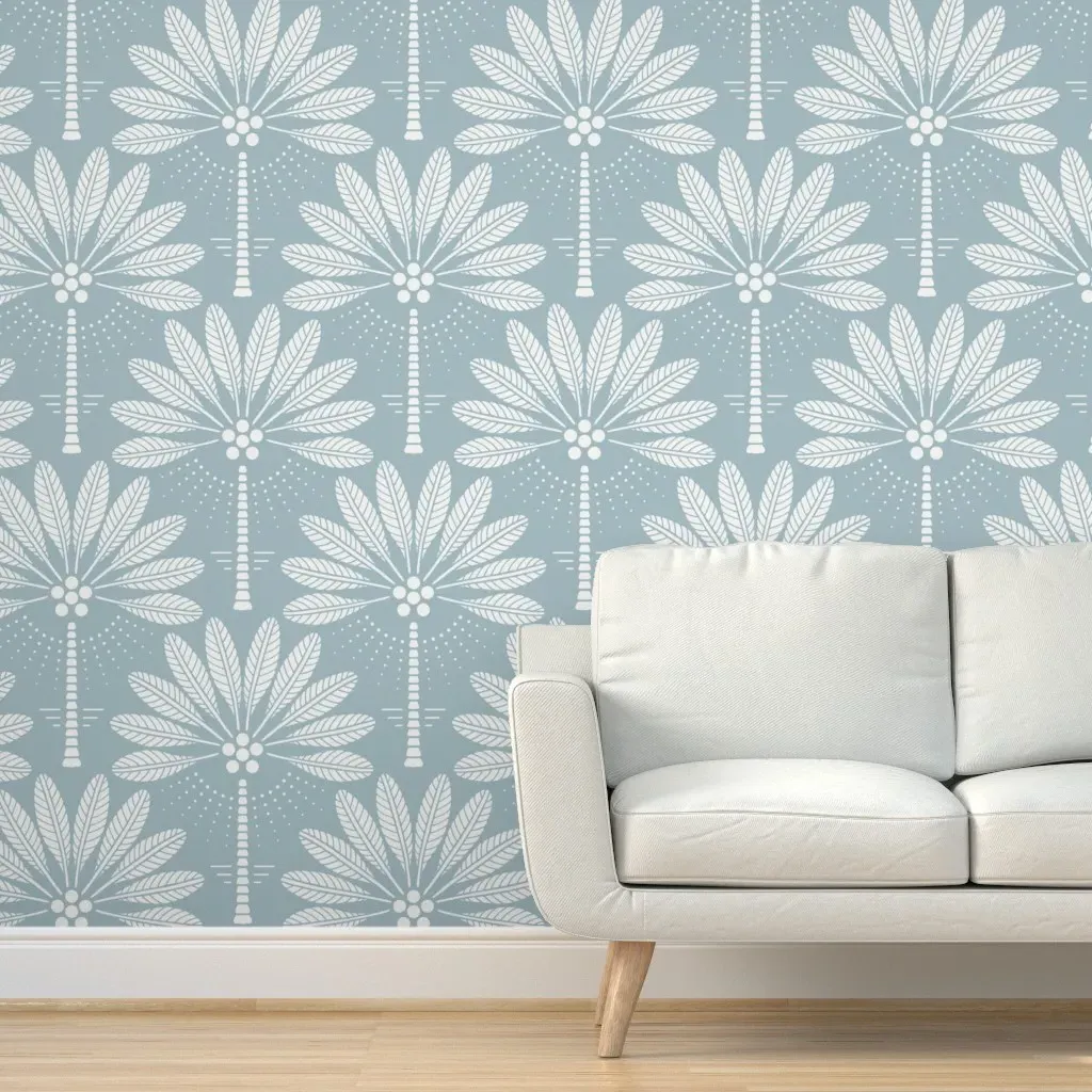 Coastal Palm Trees Peel and Stick Wallpaper - Scandi Blue product
