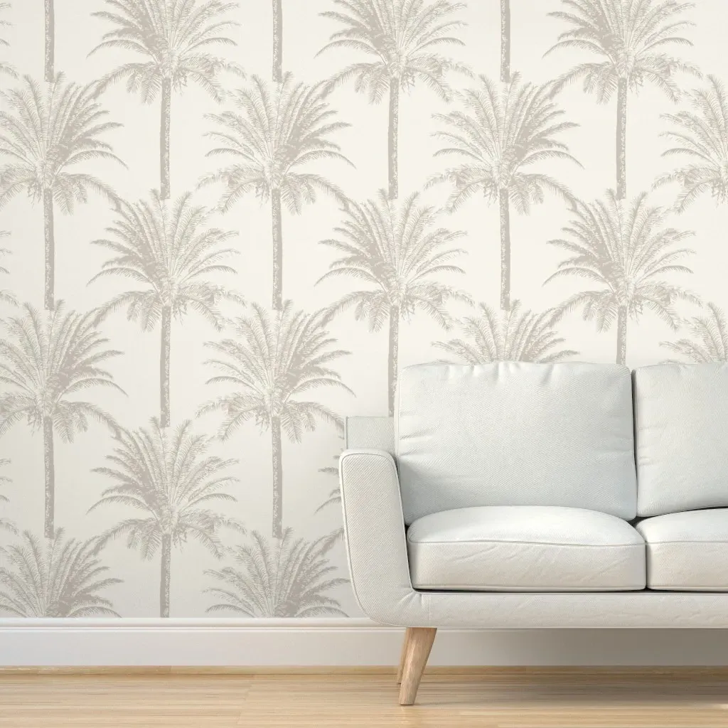 Coastal Palm Trees Peel and Stick Wallpaper - Taupe, Cream product