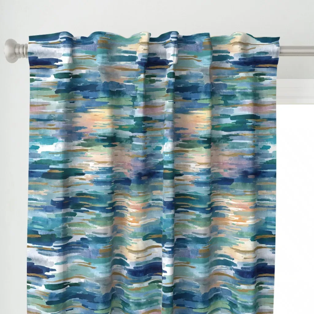 Coastal Reflections Curtain Panel - Blue alternate view