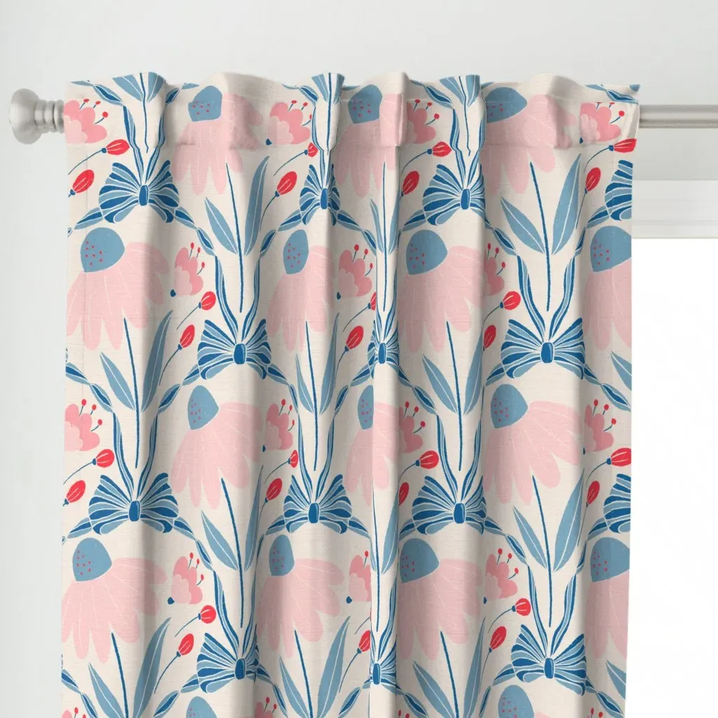 Coastal Scallop Bows Curtain Panel - Pink alternate view
