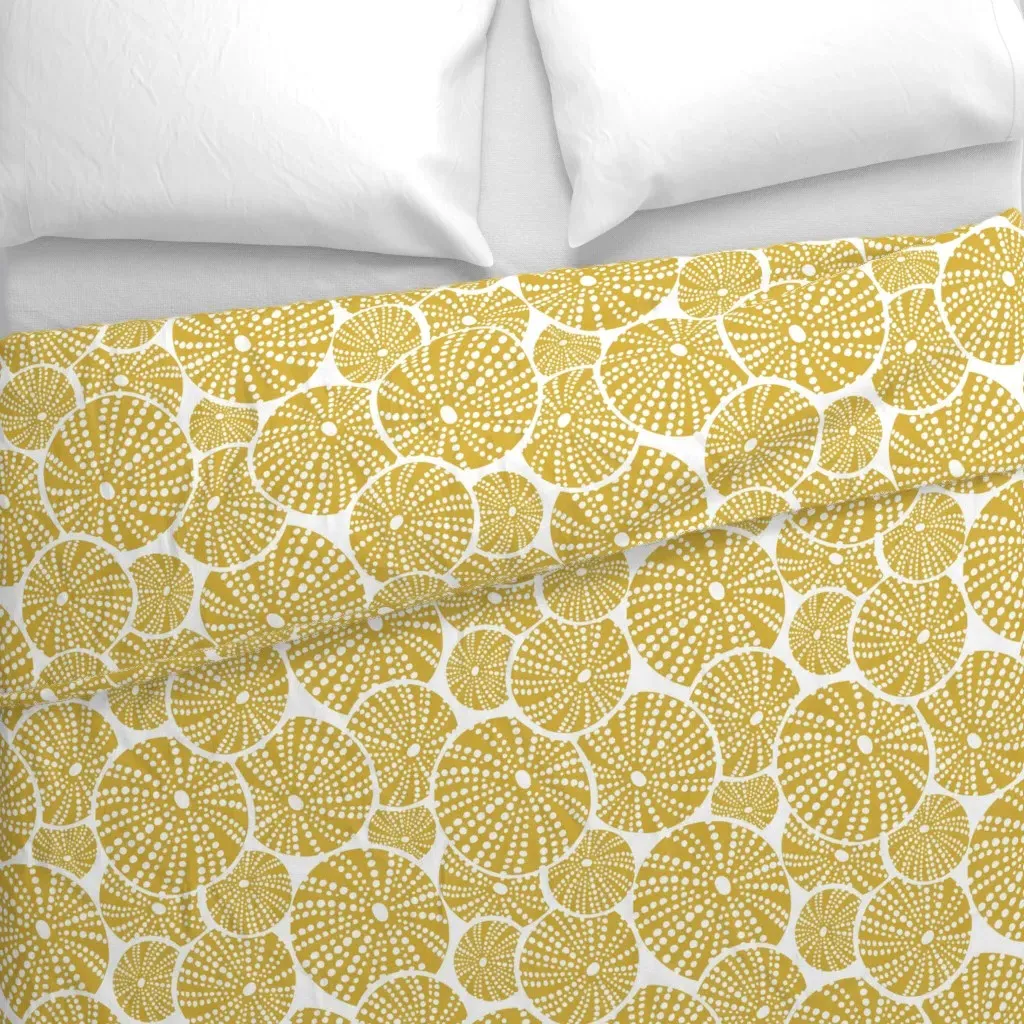 Coastal Sea Urchins Duvet Cover - Mustard Yellow alternate view