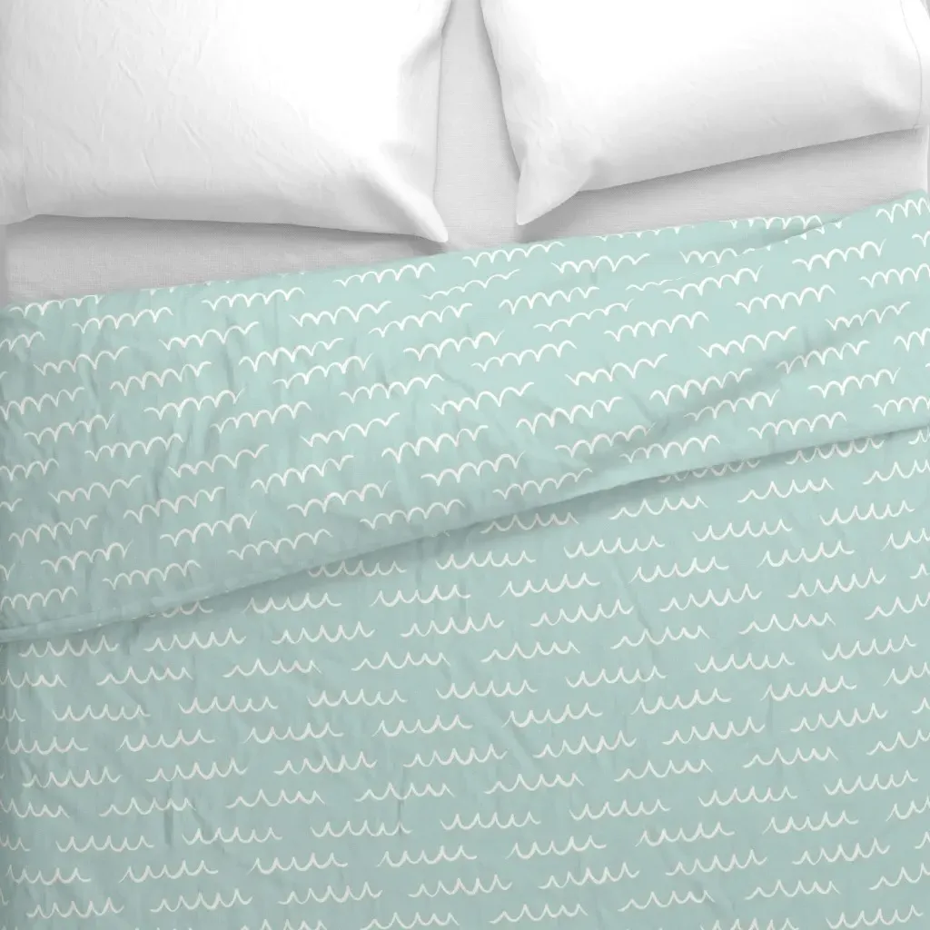 Coastal Seafoam Waves Duvet Cover - White alternate view