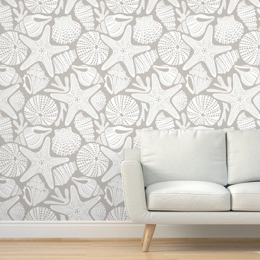 Coastal Seashell & Starfish Peel and Stick Wallpaper - Greige product