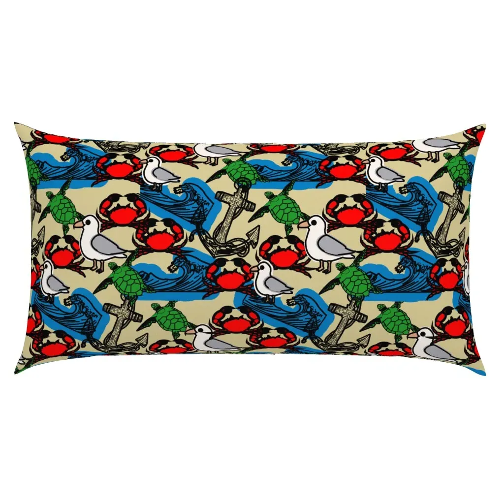 Coastal Shore Pattern King Pillow Sham - Red product