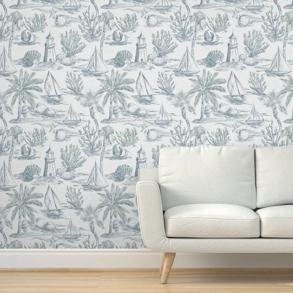Coastal Vacation Whispers-10 Peel and Stick Wallpaper - Blue product