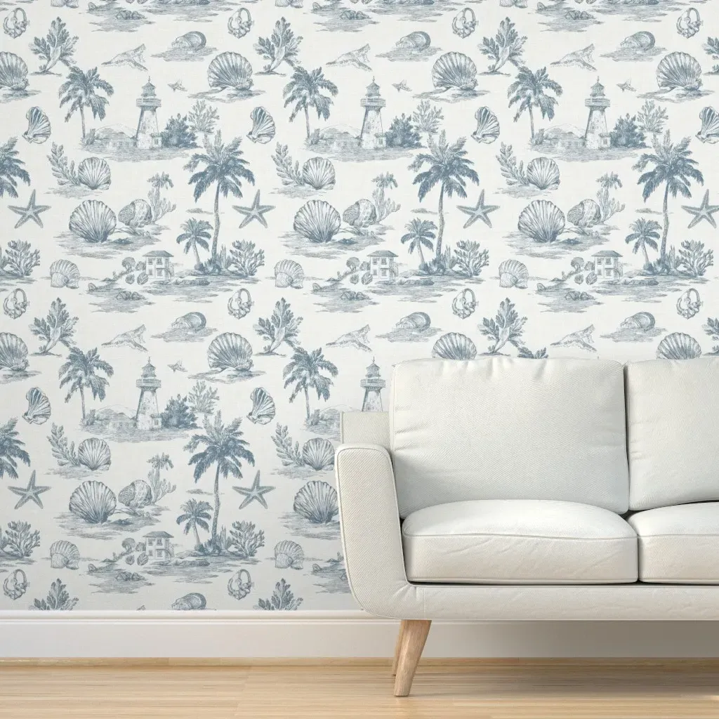Coastal Vacation Whispers-15 Peel and Stick Wallpaper - Blue product