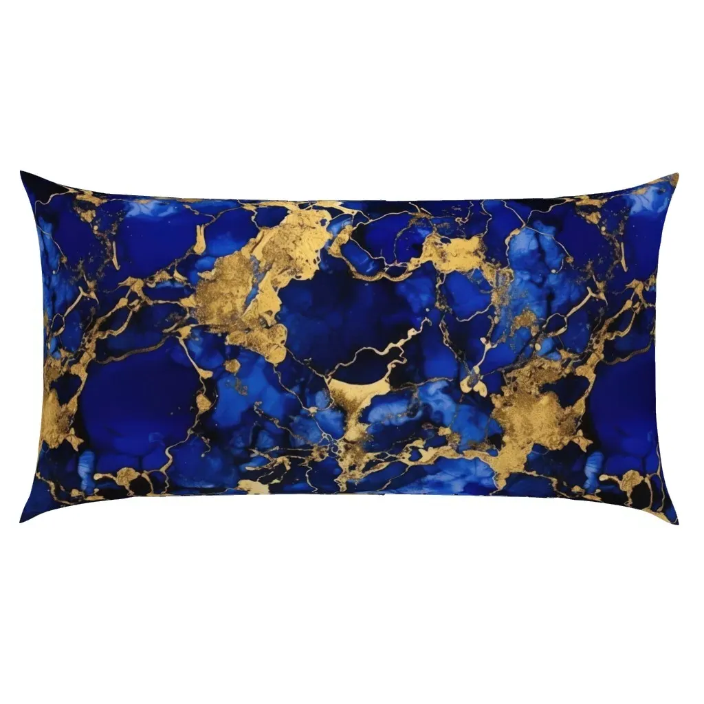 Cobalt Blue and Gold Alcohol Ink King Pillow Sham - Blue product