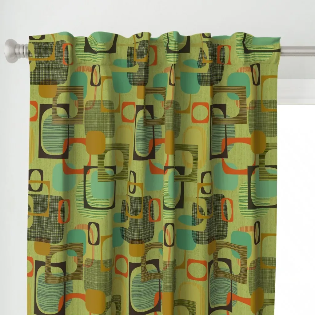 Cocktails At 5 Gold Curtain Panel - Olive Green alternate view