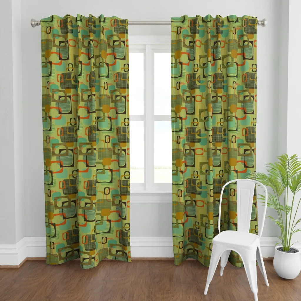 Cocktails At 5 Gold Curtain Panel - Olive Green product