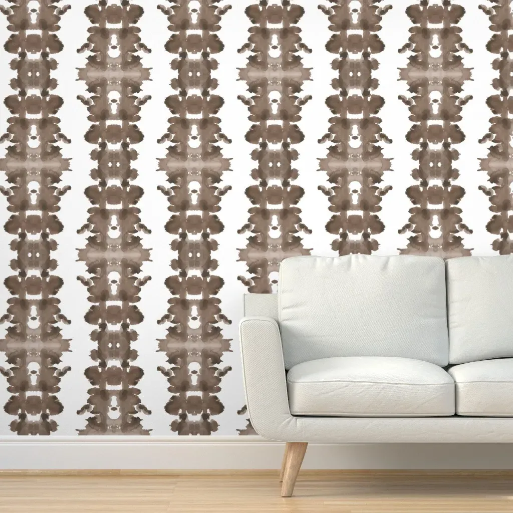 Coffee Double Inkblot Peel and Stick Wallpaper - Taupe product