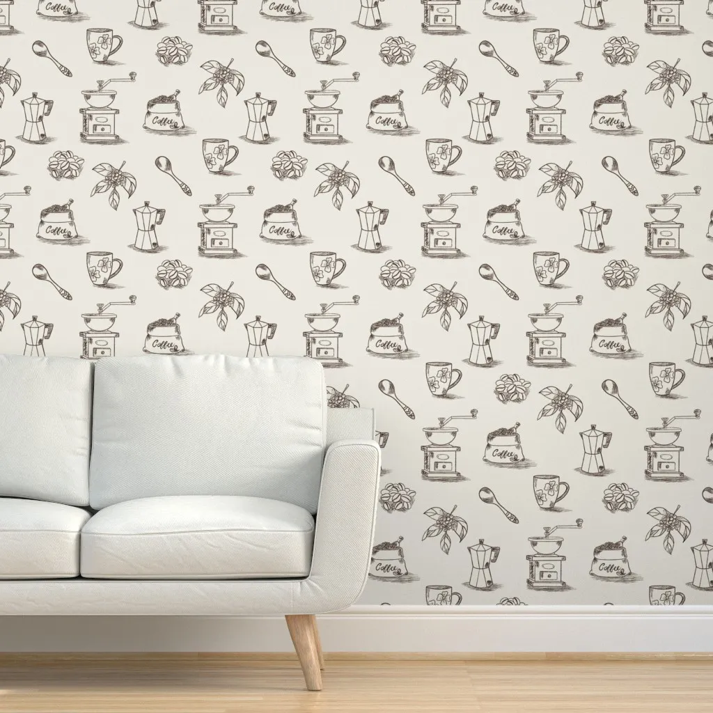 Coffee Time Toile Peel and Stick Wallpaper - Brown product