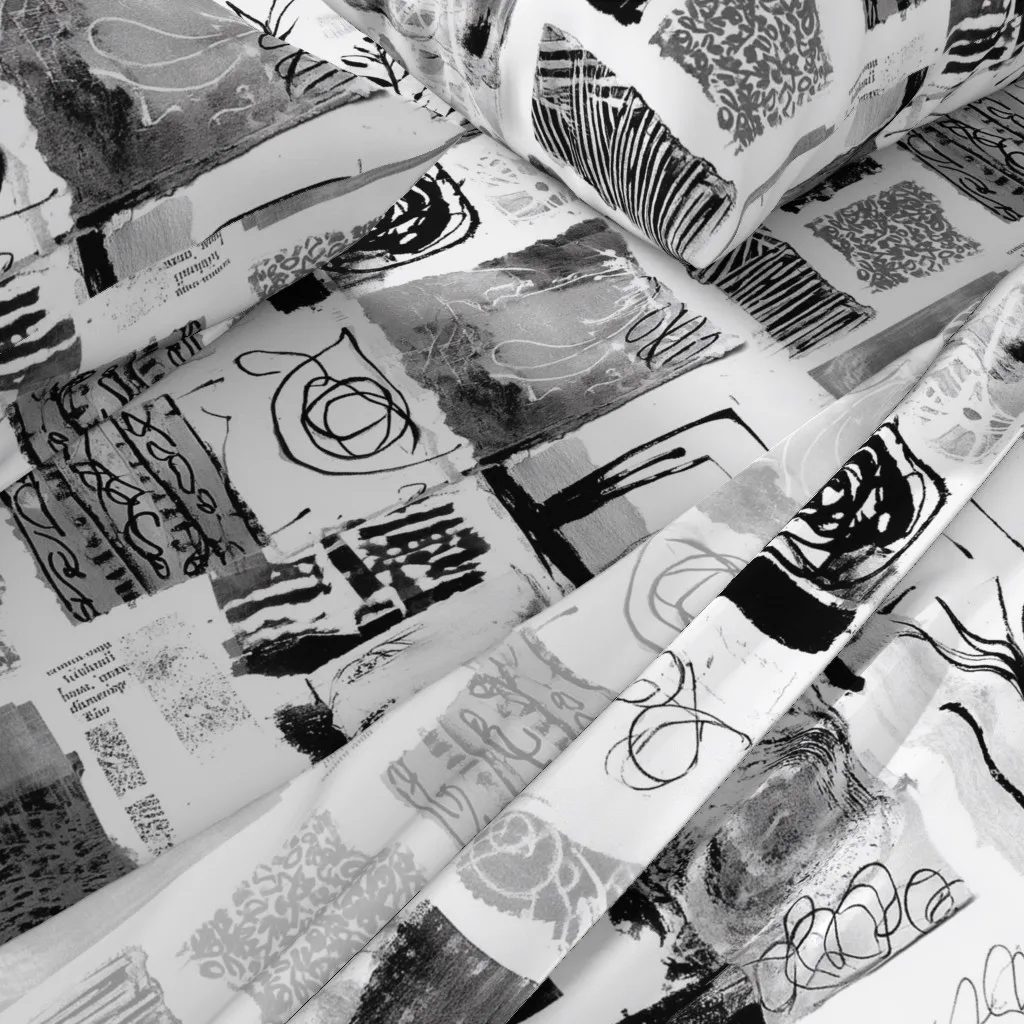 Collage Asemic Writing & Stamps King Sheet Set - Black alternate view