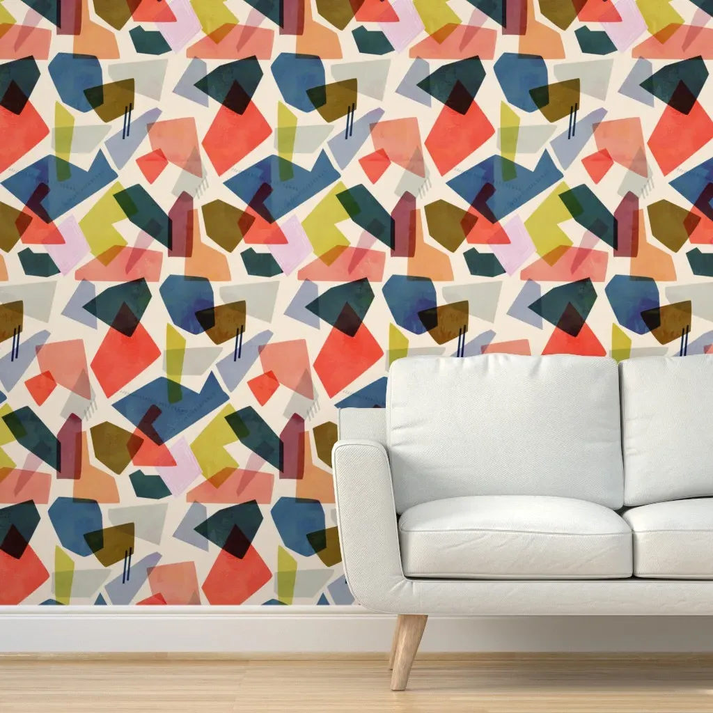 Color Block Peel and Stick Wallpaper - Orange, Beige, White product
