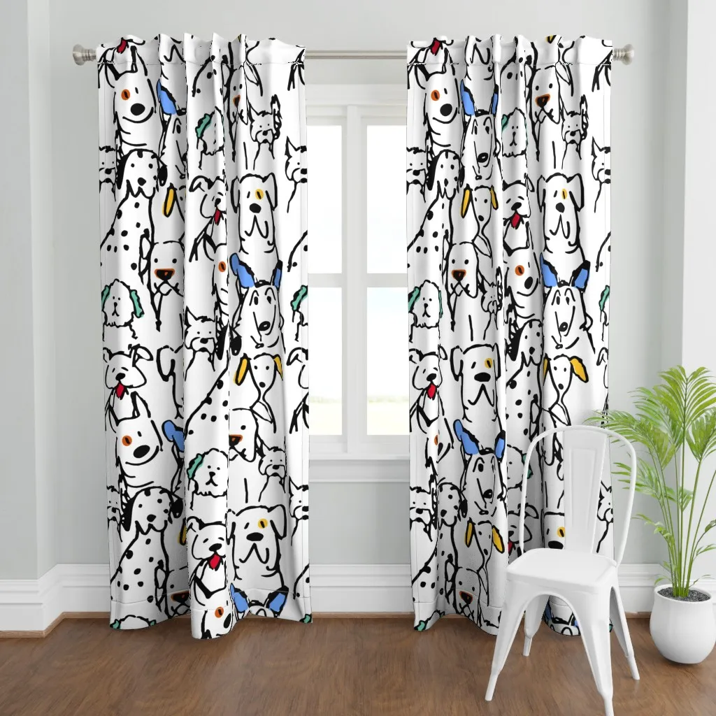 Color Pop Doodle Dogs Curtain Panel - Black product