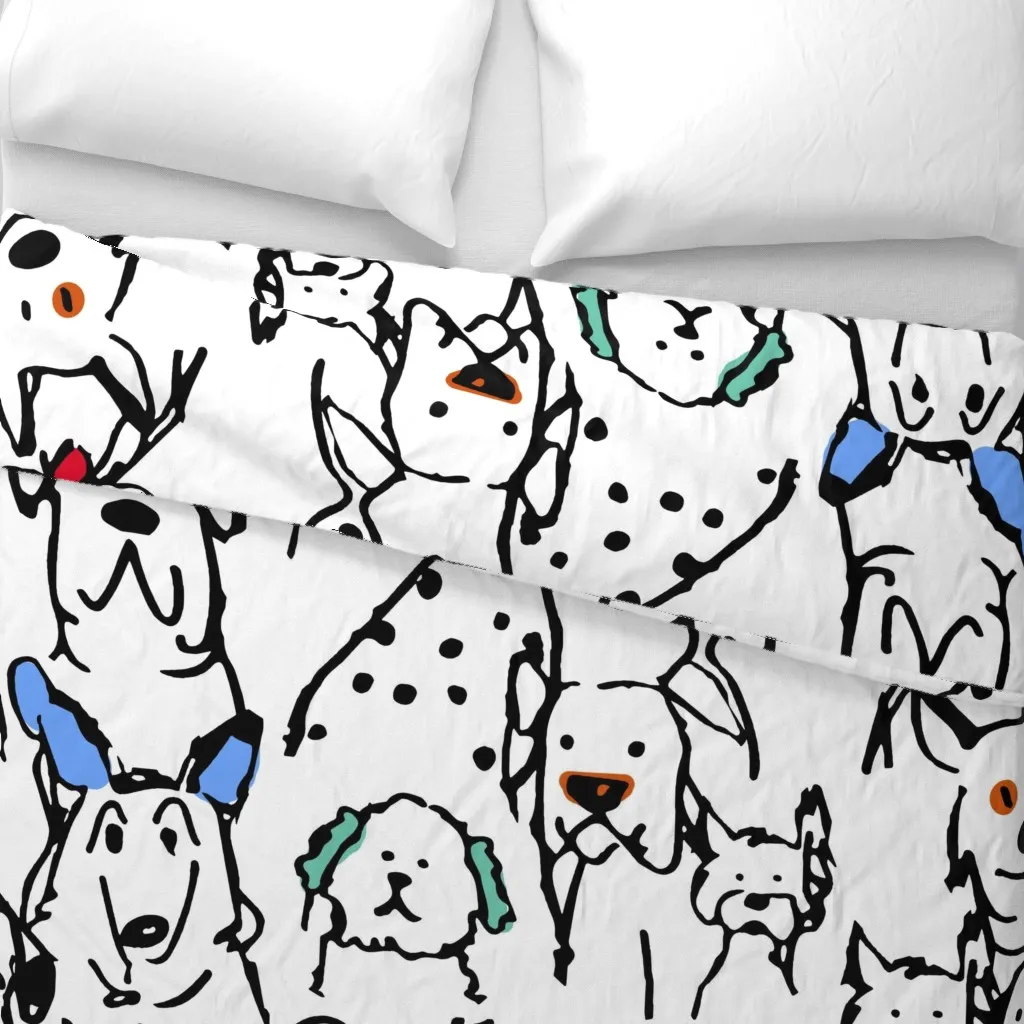 Color Pop Doodle Dogs Duvet Cover - Black alternate view