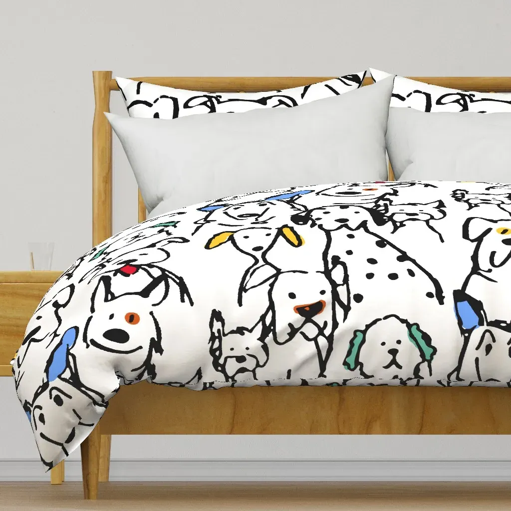 Color Pop Doodle Dogs Duvet Cover - Black product