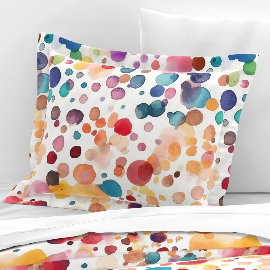 Colorful Confetti Standard Flanged Pillowcase - White, Cotton Sateen product