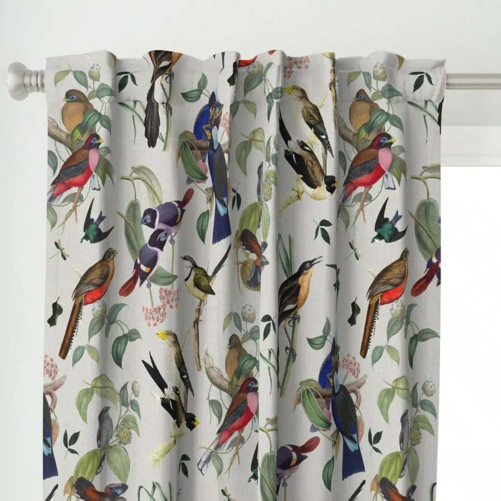 Colorful Exotic Bird Curtain Panel - Blue alternate view