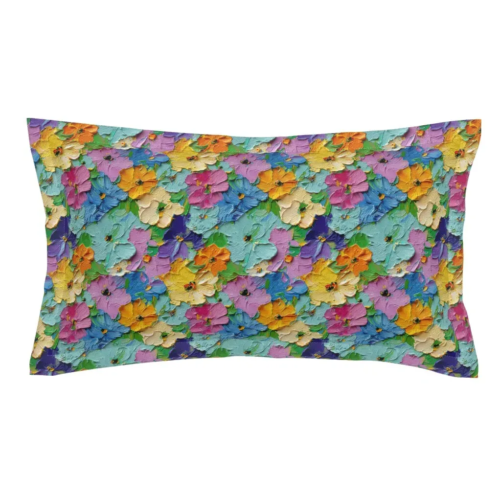 Colorful Impasto Floral Texture King Pillow Sham - Yellow product