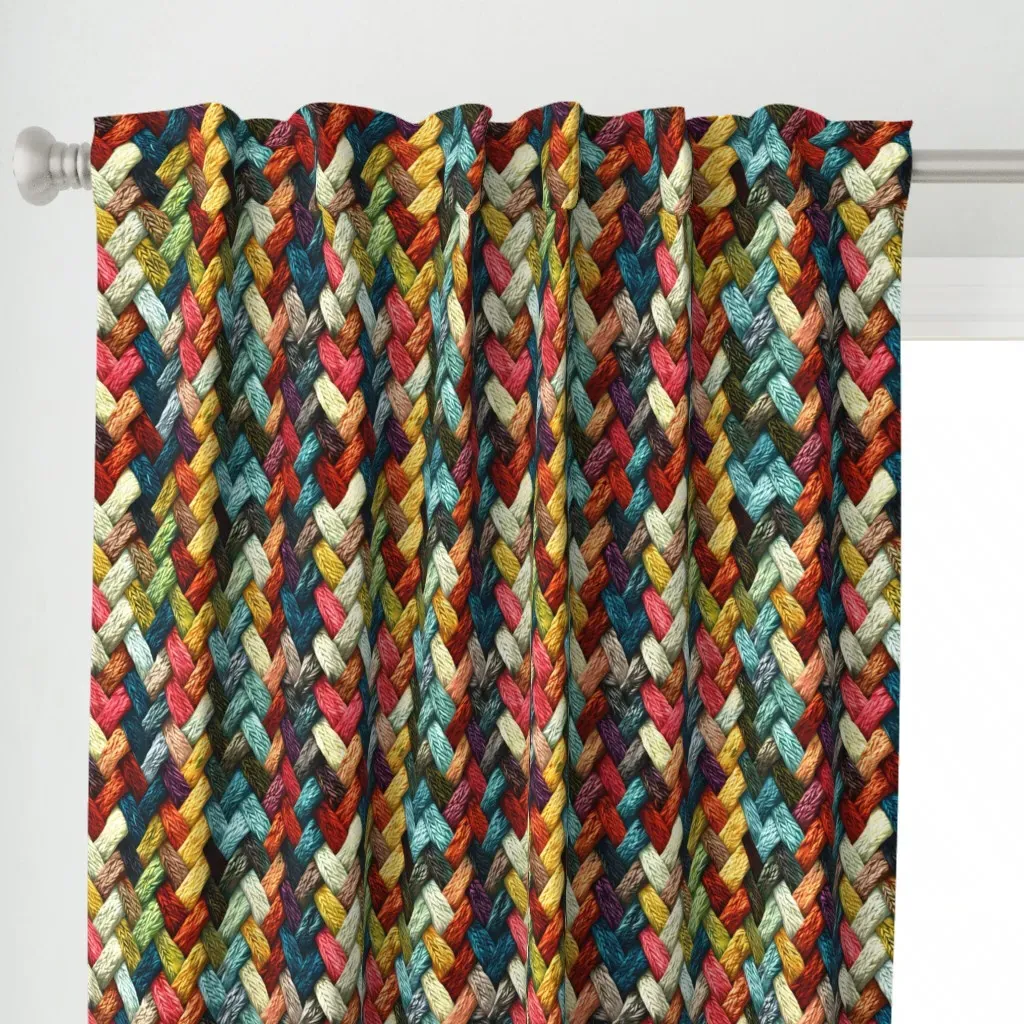 Colorful Knitting Medium Curtain Panel - Multicolored alternate view