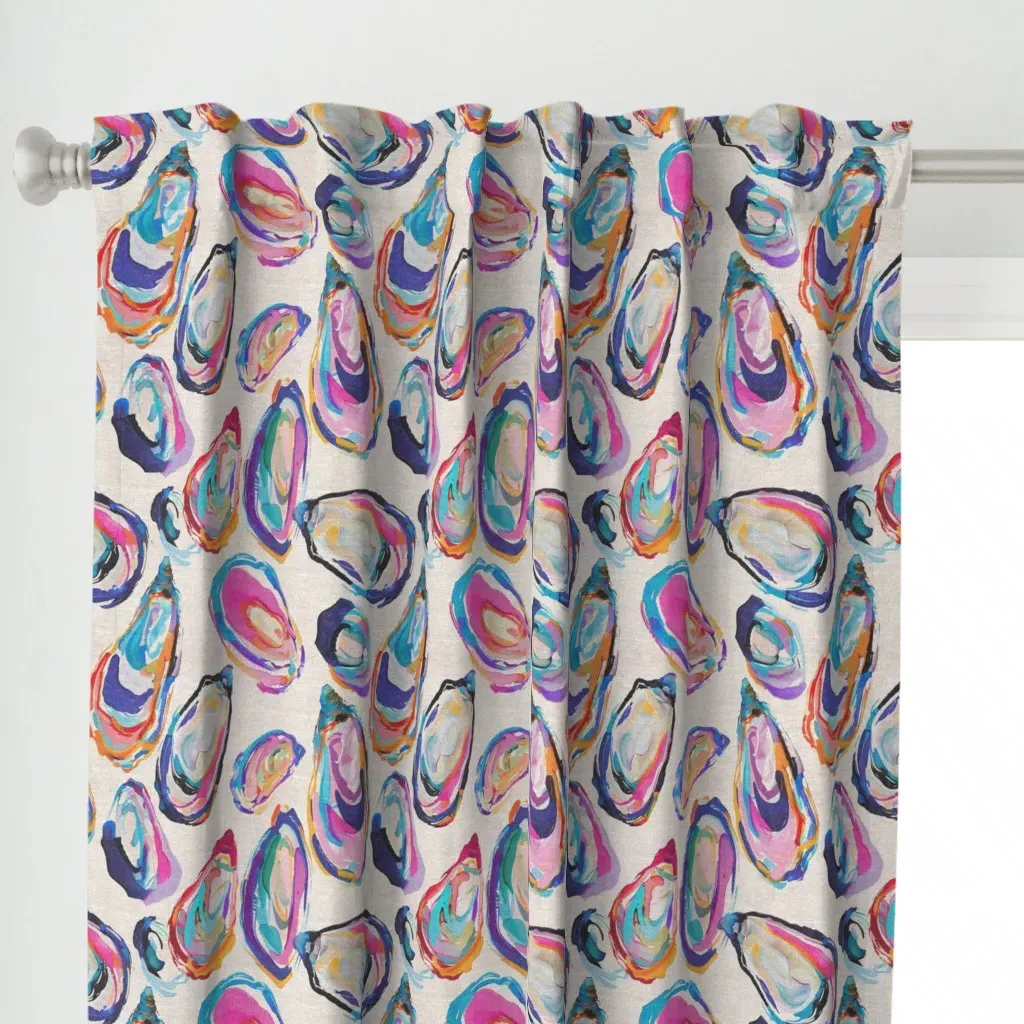 Colorful Oyster Shell Curtain Panel - Blue alternate view