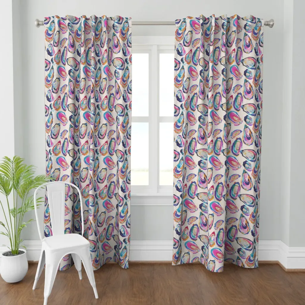 Colorful Oyster Shell Curtain Panel - Blue product