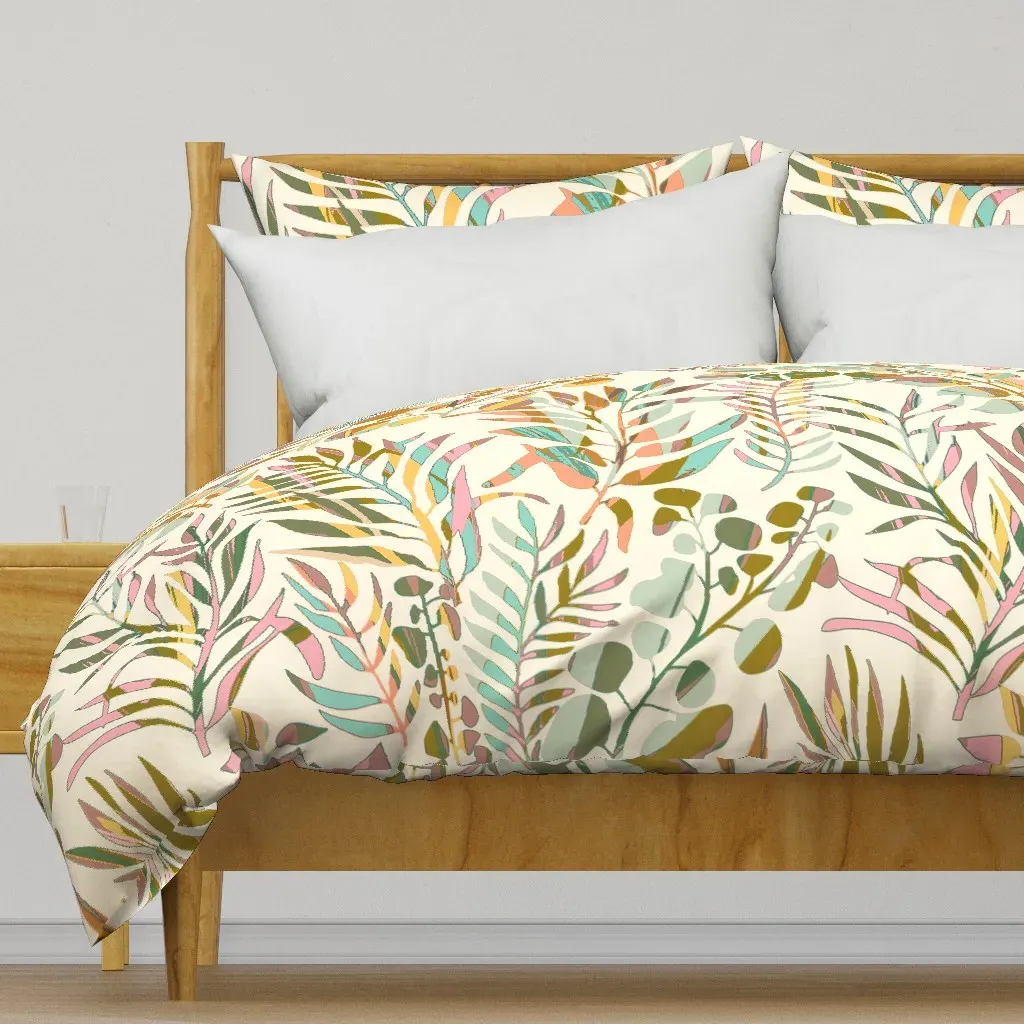 Colorful Palm Leaves Earthy Duvet Cover - Beige product