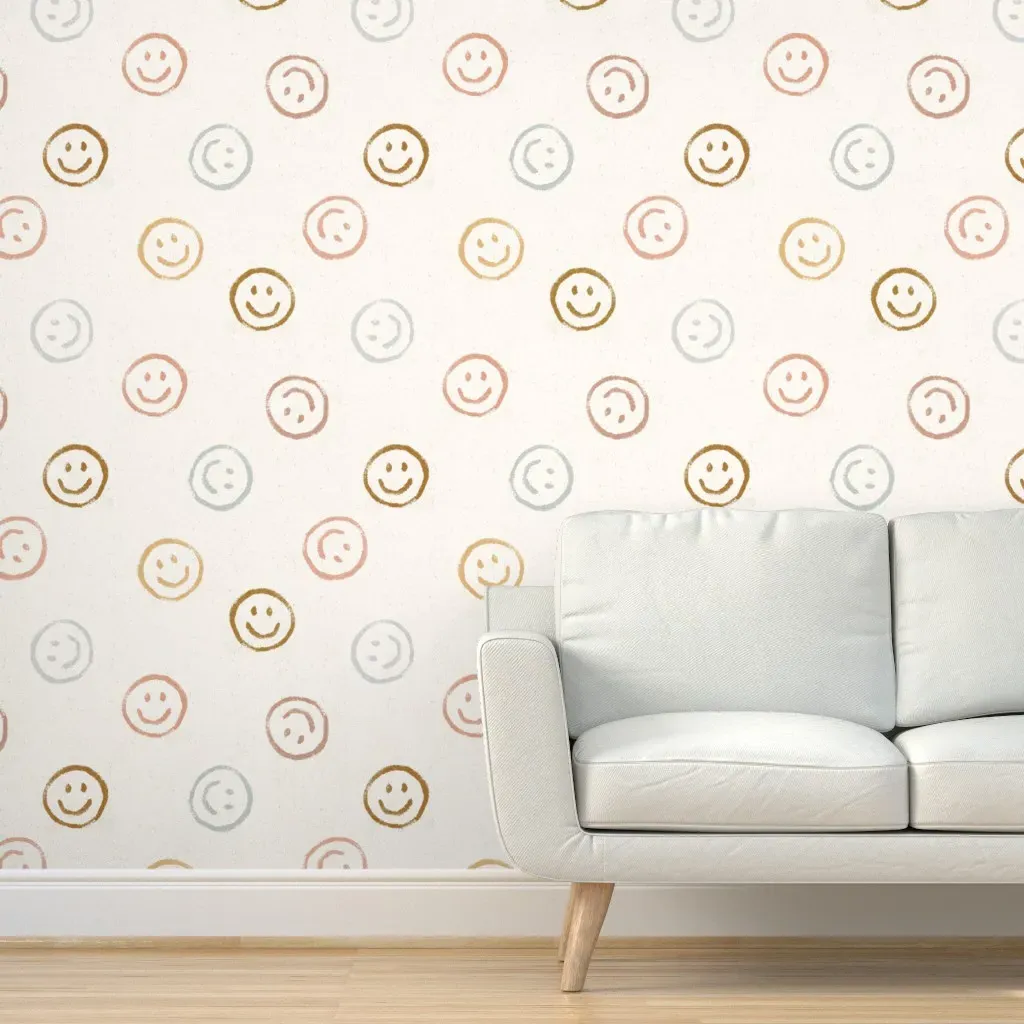 Colorful Smiley Peel and Stick Wallpaper - Off-White product