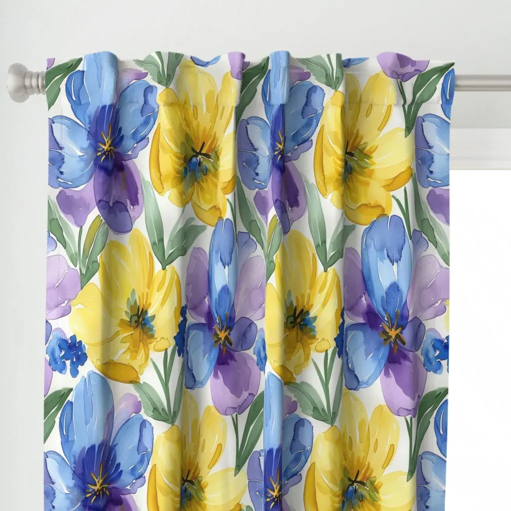 Colorful Springtime Curtain Panel - Yellow alternate view
