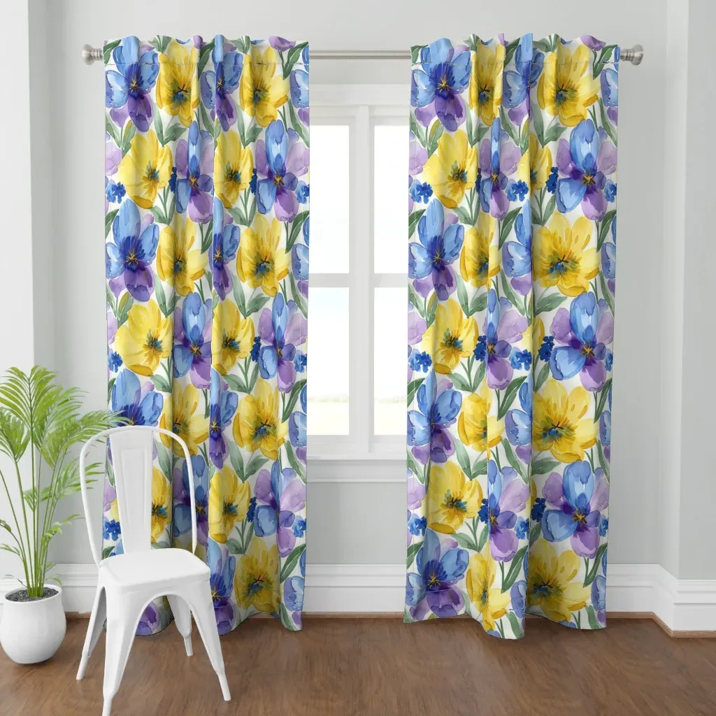 Colorful Springtime Curtain Panel - Yellow product