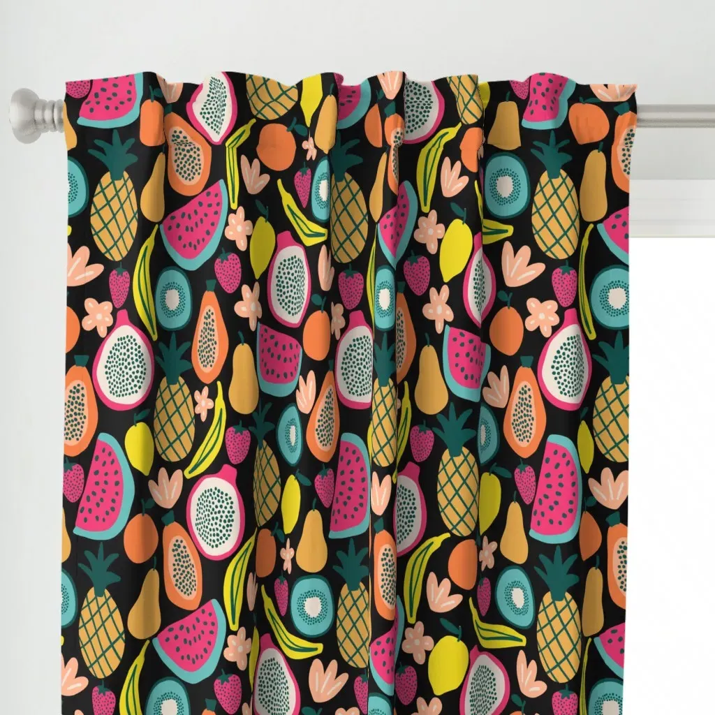 Colorful Tropical Fruits Curtain Panel - Pink alternate view