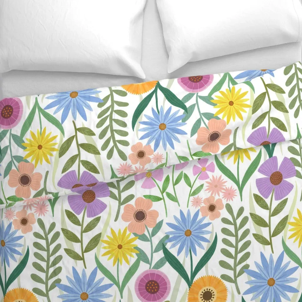 Colorful Wildflower Garden Duvet Cover - Light Purple alternate view