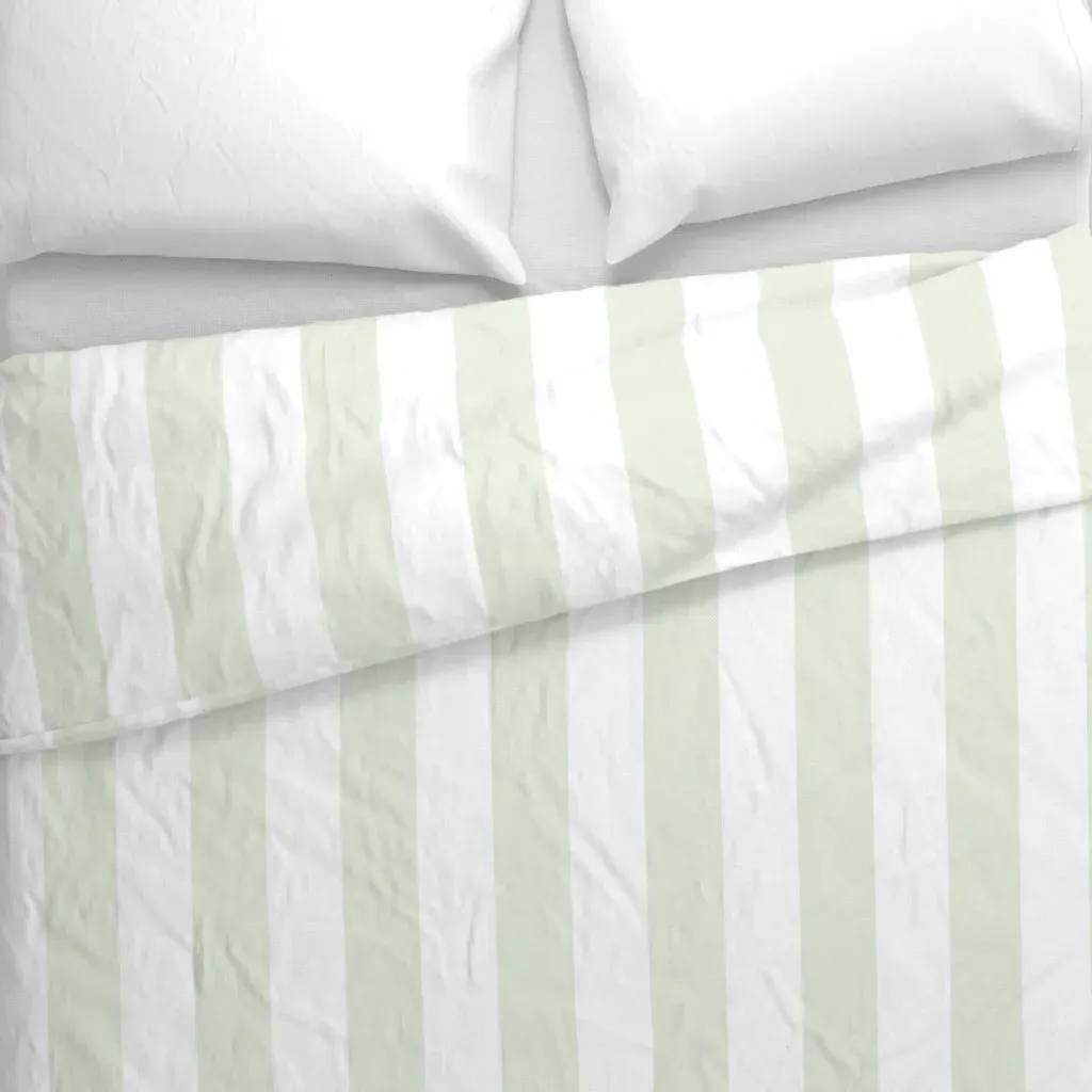 Colossal Stripe Faded Basil Duvet Cover - Pale Green alternate view