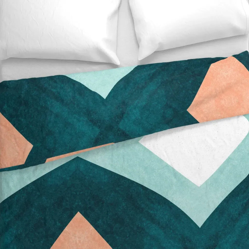 Colour Block Diamonds Forest Duvet Cover - Teal alternate view